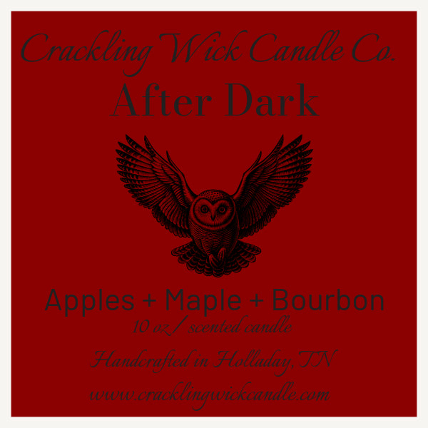 After Dark scented candle with apple, maple, bourbon notes