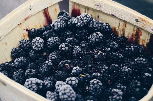 Blackberry Forest blackberries in a wooden crate